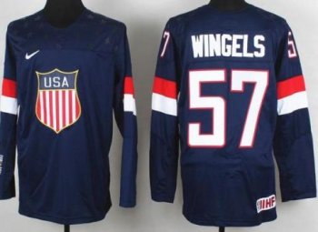 2014 IIHF ICE Hockey World Championship USA Team 57 Tommy Wingels Blue Jerseys