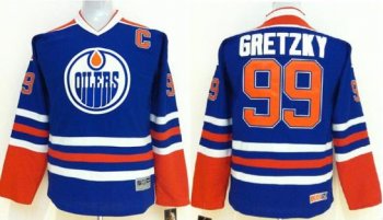 Kids Edmonton Oilers 99 Wayne Gretzky Blue NHL Jerseys