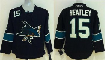 Kids San Jose Sharks 15 Dany Heatley Black NHL Jerseys