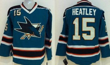 Kids San Jose Sharks 15 Dany Heatley Blue NHL Jerseys