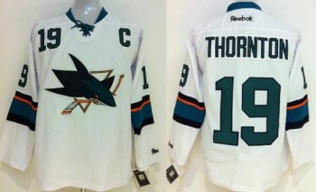 Kids San Jose Sharks 19 Joe Thornton White NHL Hockey Jersey New Style