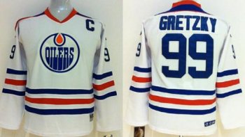 Kids Edmonton Oilers 99 Wayne Gretzky White NHL Jerseys