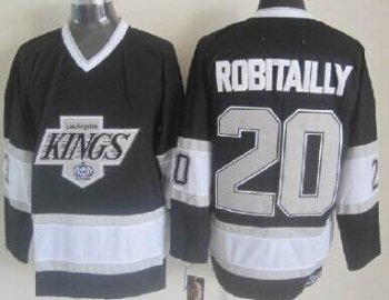 Los Angeles Kings #20 Luc Robitaille Black Silver Number CCM NHL Jerseys