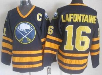 Buffalo Sabres #16 Pat Lafontaine Dark Blue Throwback CCM NHL Jerseys