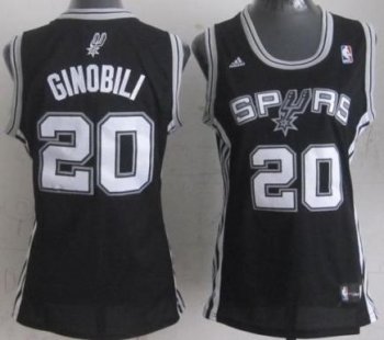 Women San Antonio Spurs 20 Manu Ginobili Black Revolution 30 Swingman NBA Jerseys