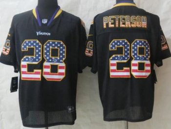 Nike Minnesota Vikings 28# Adrian Peterson Black USA Flag Fashion Elite NFL Jerseys