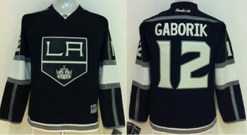 Kids Los Angeles Kings 12 Marian Gaborik Black NHL Jerseys