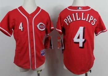 Kids Cincinnati Reds 4 Brandon Phillips Red MLB Jerseys