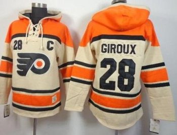 Philadelphia Flyers #28 Claude Giroux Cream Stitched NHL Sawyer Hooded Sweatshirt