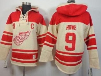 Detroit Red Wings #9 Gordie Howe Cream Stitched NHL Sawyer Hooded Sweatshirt