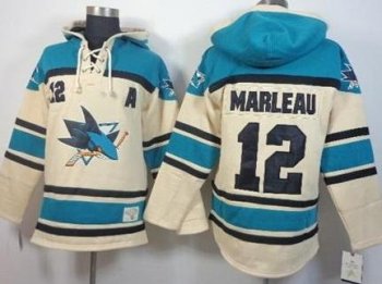 San Jose Sharks #12 Patrick Marleau Cream Stitched NHL Sawyer Hooded Sweatshirt