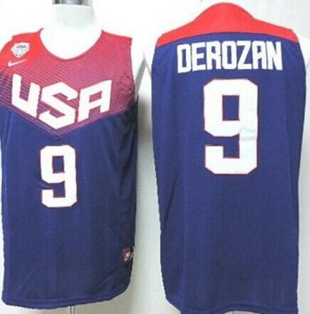 2014 USA Dream Team #9 DeMar DeRozan Bllue Basketball Jerseys