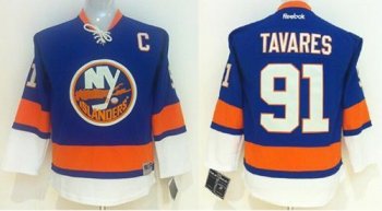 Kids New York Islanders 91 John Tavares Light Blue Stitched NHL Jersey