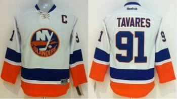 Kids New York Islanders 91 John Tavares White Stitched NHL Jersey