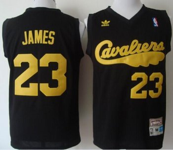 Cleveland Cavaliers 23 LeBron James Black Throwback NBA Jerseys