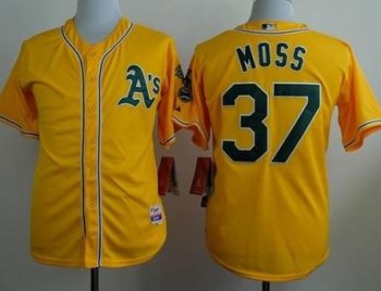 Oakland Athletics 37 Brandon Moss Yellow Cool Base MLB Jersey