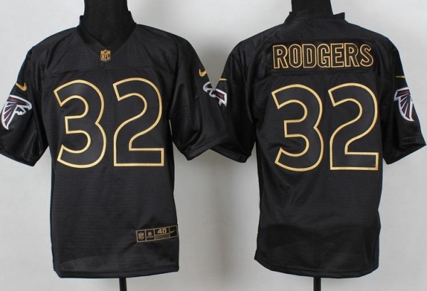 Nike Atlanta Falcons #32 Jacquizz Rodgers 2014 PRO Gold Lettering Fashion Black NFL Jerseys