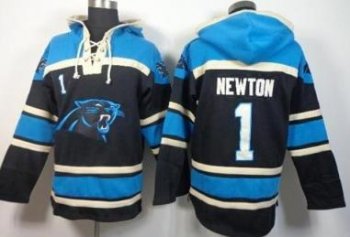 Nike Carolina Panthers #1 Cam Newton Black Sawyer Hooded Sweatshirt NFL Hoodie