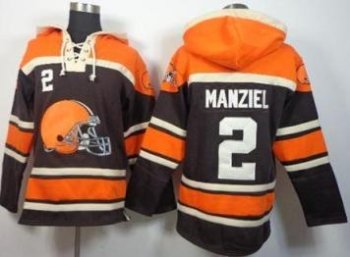 Nike Cleveland Browns #2 Johnny Manziel Brown Sawyer Hooded Sweatshirt NFL Hoodie