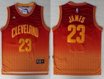 Cleveland Cavaliers 23 LeBron James Red Gold Drift Fashion NBA Jerseys