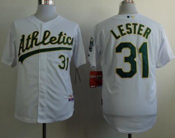 Oakland Athletics #31 Jon Lester White Cool Base Stitched MLB Jersey