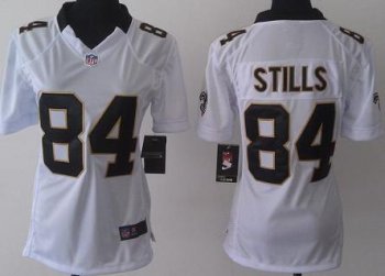 Women Nike New Orleans Saints 84 Kenny Stills White 84 game Jersey