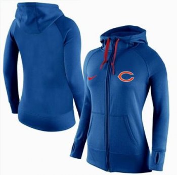 Women's Nike Chicago Bears Full-Zip Performance Hoodie Blue