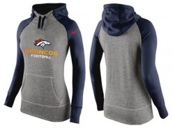 Women's Nike Denver Broncos Performance Hoodie Grey & Dark Blue