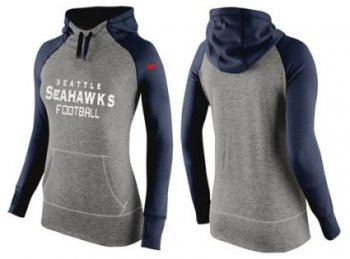 Women's Nike Seattle Seahawks Performance Hoodie Grey & Dark Blue_1