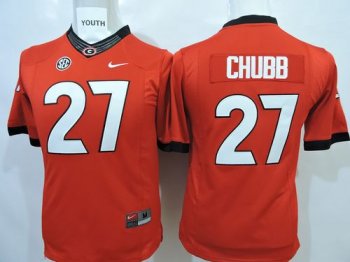 Youth Bulldogs #27 Nick Chubb Red Stitched NCAA Jersey