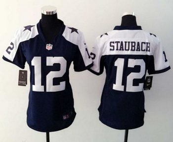 Women's Nike Cowboys #12 Roger Staubach Navy Blue Thanksgiving NFL Jerseys