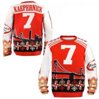 Nike 49ers #7 Colin Kaepernick Red White Men's Ugly Sweater