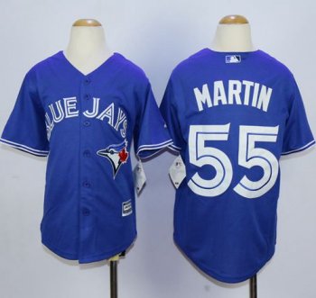 Youth Blue Jays #55 Russell Martin Blue Cool Base Stitched Baseball Jersey