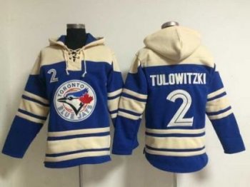 Blue Jays #2 Troy Tulowitzki Blue Sawyer Hooded Sweatshirt