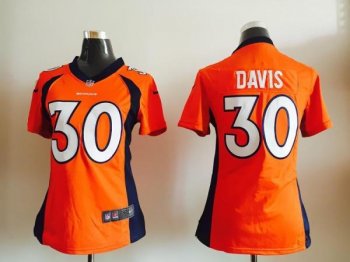 Women Nike Broncos #30 Terrell Davis Orange Stitched NFL Jersey