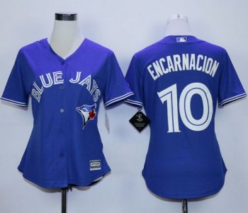 Women's Blue Jays #10 Edwin Encarnacion Blue Baseball Jersey