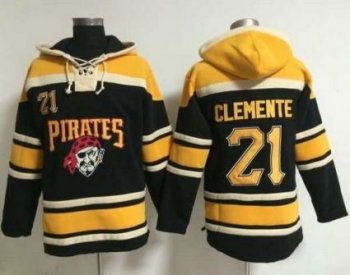 Pittsburgh Pirates #21 Roberto Clemente Black Sawyer Hooded Sweatshirt MLB Hoodie