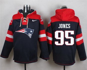 Nike New England Patriots #95 Chandler Jones Navy Blue Player Pullover NFL Hoodie