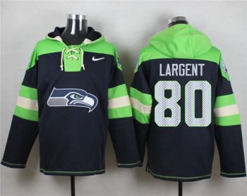 Nike Seattle Seahawks #80 Steve Largent Steel Blue Player Pullover NFL Hoodie