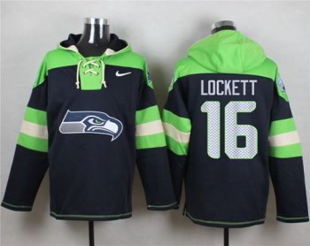 Nike Seattle Seahawks #16 Tyler Lockett Steel Blue Player Pullover NFL Hoodie