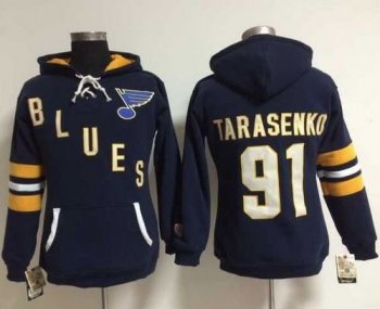 Women St. Louis Blues #91 Vladimir Tarasenko Navy Blue Old Time Heidi NHL Hoodie