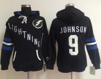 Women Tampa Bay Lightning #9 Tyler Johnson Black Old Time Heidi NHL Hoodie