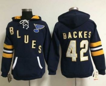 Women St. Louis Blues #42 David Backes Navy Blue Old Time Heidi NHL Hoodie