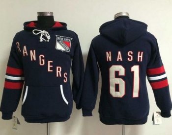 Women New York Rangers #61 Rick Nash Navy Blue Old Time Heidi NHL Hoodie