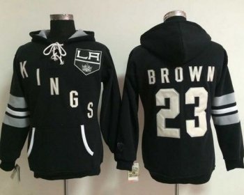 Women Los Angeles Kings #23 Dustin Brown Black Old Time Heidi Hoodie