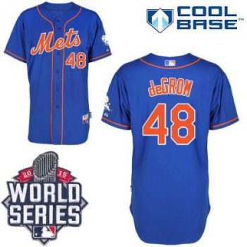 New York Mets #48 Jacob DeGrom Blue Alternate Home Cool Base W 2015 World Series Patch Stitched MLB Jersey