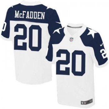 Nike Dallas Cowboys #20 Darren McFadden White Thanksgiving Throwback Men's Stitched NFL Elite Jersey