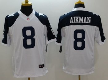 Nike Dallas Cowboys #8 Troy Aikman White Thanksgiving Throwback Men's Stitched NFL Limited Jersey