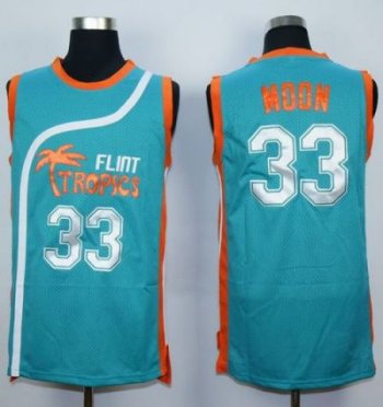 Flint Tropics #33 Jackie Moon Blue Semi-Pro Movie Stitched Basketball Jersey