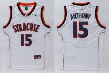 Syracuse Orange #15 Carmelo Anthnoy White Basketball Stitched NCAA Jersey